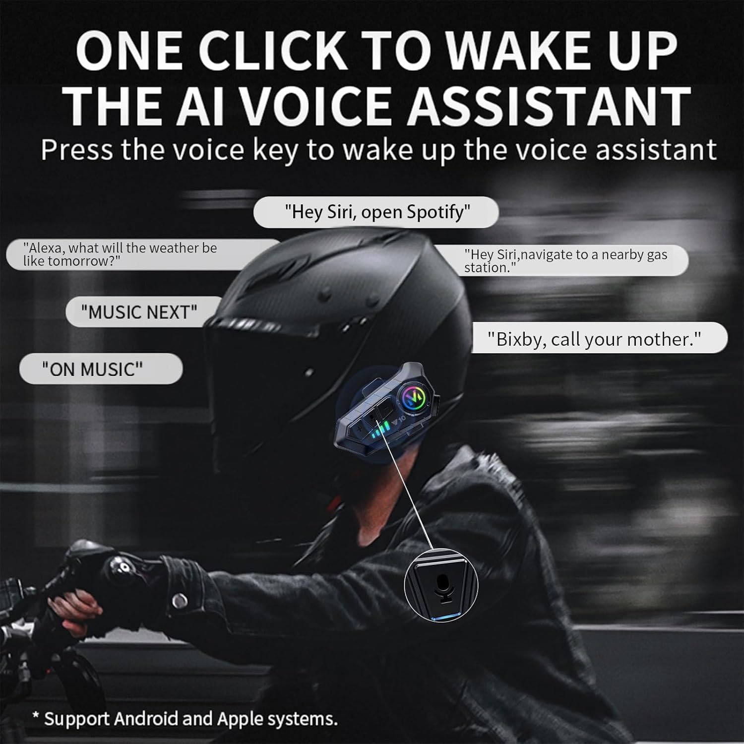 Motorcycle Helmet Bluetooth Headset 5.3, IPX6 Waterproof HiFi - Image 2