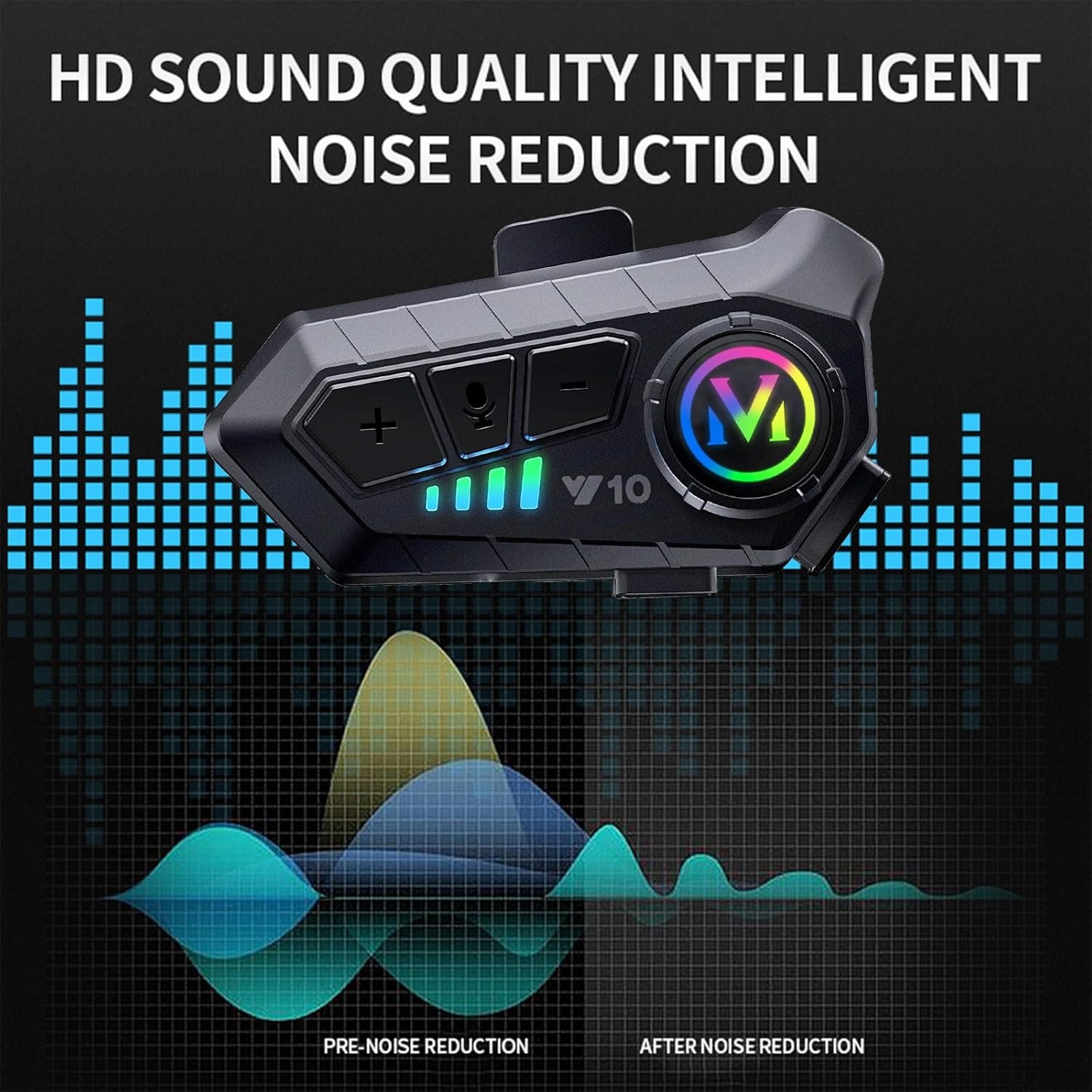 Motorcycle Helmet Bluetooth Headset 5.3, IPX6 Waterproof HiFi - Image 3