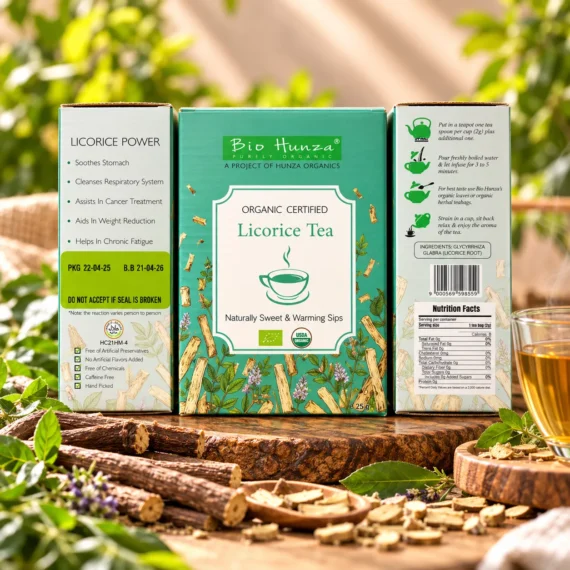 Certified organic licorice mulethi root tea 25g for throat relief