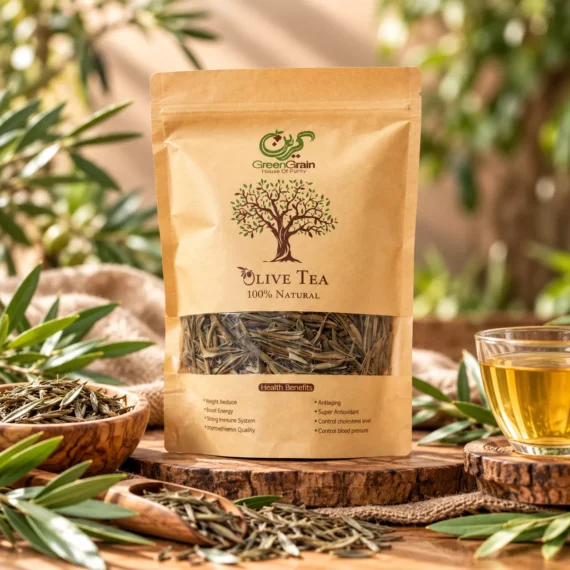 Natural dried olive leaf tea pouch packed with antioxidant oleuropein