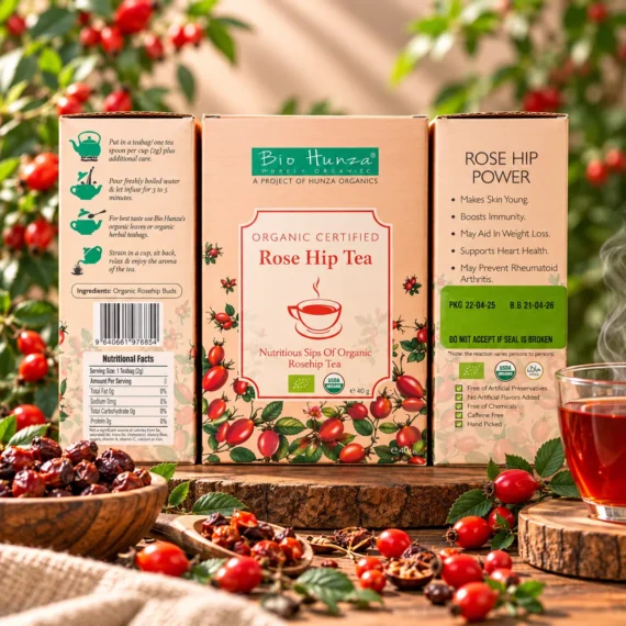 Certified organic wild rose hip tea 25g rich in vitamin C